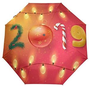 Jeansame Kerstmis Nieuwjaar Winter Leuke 2019 Roodheid Vouwen Compacte Paraplu Automatische Regen Paraplu's voor Vrouwen Mannen Kid Jongen Meisje