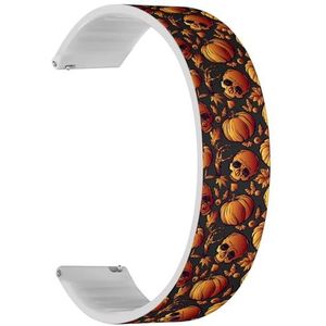 RYANUKA Solo Loop band compatibel met Ticwatch Pro 3 Ultra GPS/Pro 3 GPS/Pro 4G LTE / E2 / S2 (Halloween Skull Leaves) Quick-Release 22 mm rekbare siliconen band band accessoire, Siliconen, Geen