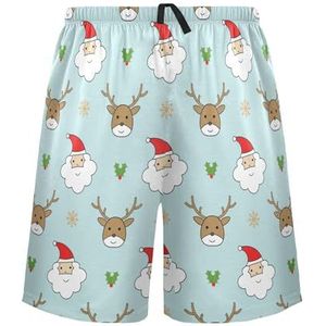 LI ZHI XIN Herenpyjamabroek, korte pyjamabroek, zomer casual shorts, elastische tailleband met trekkoord, rechte losse pasvorm met 2 zakken, S-XXL kerstpatroon voor vader, Meerkleurig, S