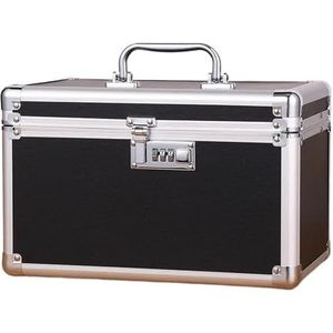 Beauty-make-upbox, professionele cosmeticakoffer voor kunstenaars, meerlaagse gereedschapskist voor nagelmake-up, organizer, koffertas, Zwart, Eén maat