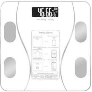 Weegschaal Nauwkeurige Lichaamsvetweegschaal Digitale Badkamerweegschaal Vierkante Elektronische Weegschaal Personenweegschaal(White)