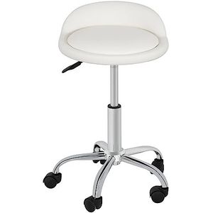 Verstelbare hydraulische draaibare salonstoel met hoogteverstelling, tatoeage, gezichtsmassage, spa, medisch, met rugleuning, wielen(White)