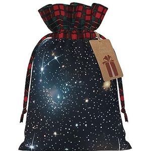 Constellation Star Clusters Galaxies Chic Trekkoord Kerst Gift Tassen, Patchwork Jute Trekkoord Tassen, Herbruikbaar.