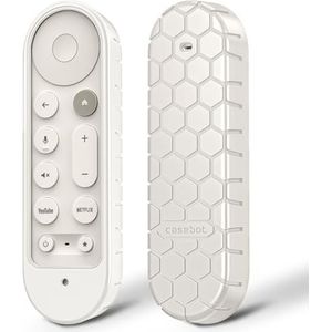 Fintie Afstandsbediening hoes voor Google TV Streamer (4K) Voice Search Remote 2024 - [Bijenkorf-serie] lichte antislip stootvaste siliconen beschermhoes slim case cover, wit