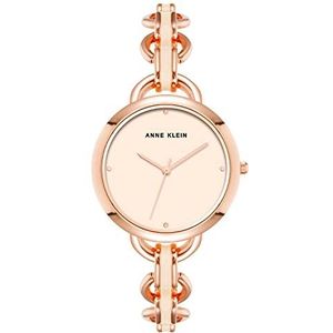 Anne Klein Vrouwen Open glazuur ketting armband horloge, AK/4092, Rose Goud/Blush Roze, Rose Goud/Blush Roze