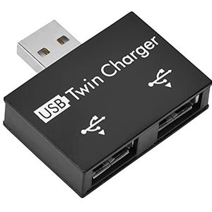 Mini Usb Hub, 2-poorts Usb Twin Charger Splitter Adapter Kit, Geschikt voor In- en Uitgangsspanning DC 5V, Aluminiumlegering + PC Klein/Draagbaar/Robuust/Duurzaam Mini Usb Hub voor(zwart)