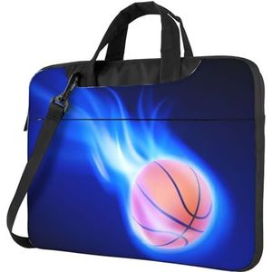 OPSREY Blauwe Vuur Basketbal Bal Gedrukte Laptop Tas Ultradunne Laptop Koker Draagbare Computer Beschermende Zak