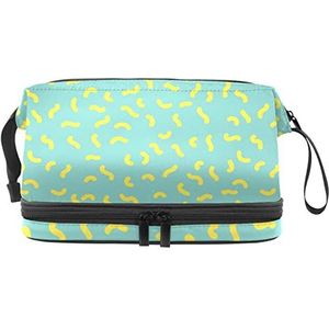 Grote capaciteit reizen cosmetische tas, nieuwigheid creatieve lichtgroene patroon, make-up tas, waterdichte make-up tas organisator, Meerkleurig, 27x15x14 cm/10.6x5.9x5.5 in