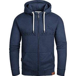 Grin&Bear Heren hoodie sweatshirt met reliëf logo GEC017, Donkerblauw, L