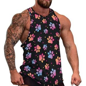 Paw Print Patroon Dier Voetafdruk Mannen Tank Top Grafische Mouwloze Bodybuilding Tees Casual Strand T-Shirt Grappige Gym Spier