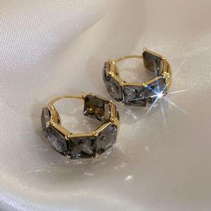 Gouden kleur oorbel sieraden vierkant grijs kristal oorbellen mode Koreaanse elegante vrouwen dagelijkse werk accessoires