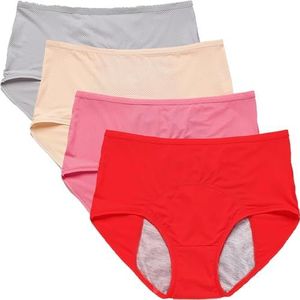 WAMIZEU 3/4/8 Packs Vera lekvrij ondergoed, wasbare incontinentie broek vrouwen, Everdrie lekvrij dames ondergoed meer dan 60 (4 stuks-b, CN-5XL)