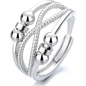 yeeplant Trendy koperen kralen draaibare vrouwen spinner ring: eenvoudige vinger hand sieraden decoratie tiener chique feestaccessoire, Eén maat, Koper