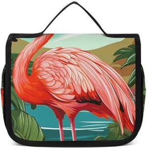 VFKLT Hangende toilettas tropische flamingo reizen make-up tas organizer waterdichte cosmetische tas voor vrouwen mannen, wit, 22,6 x 7,1 x 18,5 cm, hangende toilettas, Wit, 8.9 x 2.8 x 7.3 inch,