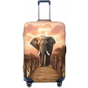 LZQPOEAS Olifant op een brug print bagage cover elastische wasbare koffer cover beschermer mode reizen bagage covers fit 45-70 cm bagage, Zwart, S