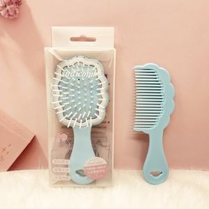 Mini natte haarborstel, kleine schattige haarkam 2-delige wolkvormige haarborstel kammen set voor vrouwen meisjes kinderen, reizen douche ontwarrende kam massage haarborstel met luchtkussen voor droog