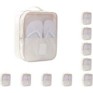 Schoenen Opbergtas Slipper Stofdicht Rits Pouch Oxford Stof Draagbare Schoenhouder Organizer Huishoudelijke Reizen Beige, Set van 10 (Beige), as description