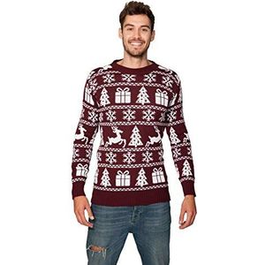 HSA Kersttrui, nieuwigheid, kersttrui voor dames en heren, uniseks, retro, fairisle, kerstman, feesttrui, heren en dames, warm, normale pasvorm, gebreide kersttrui in de maten S-4XL, Fairisle