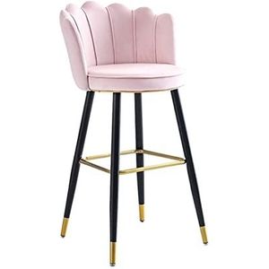 ShuuL 26 inch fluwelen stof barstoelen keuken barkrukken, toonhoogte bar hoge stoel, zwarte metalen poten gestoffeerde stoel, voor bars, koffiekamer, rustkamer, pub (kleur: roze