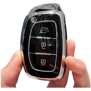 Sleutelbehuizing houder 3 4 Knop TPU Autosleutel Case Voor Hyundai Ix35 I40 I20 I10 Voor Tucson Voor Elantra Voor Creta Voor Sonata Voor Ioniq Smart Remote Fobs Cover Sleutelbehuizing(3A Black)