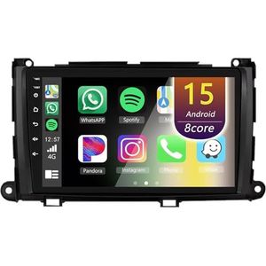 Android Radio voor Toyota Sienna XL30 2010-2014, 9 inch Touchscreen Autoradio met Wireless CarPlay Android Auto Bluetooth WIFI(4Core(1+32GB))