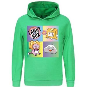 LANKYBOX Jongens hoodies kinderen katoen hoodie Foxy en Boxy prints kinderen pullover sweatshirt grafische outfits, Groen, 7-8 jaar