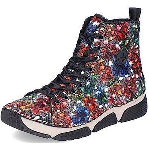 Rieker DAMES Sneakers 45910, Vrouwen Hoge Sneaker,Sportschoenen,Hoge Top Sneaker,Sneaker Laarzen,Mid Cut,Wit (multi / 90),36 EU / 3.5 UK