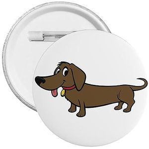 5 stuks aanpasbare ronde insignes, bruine lange cartoon hond pin-badges voor club, school, bedrijf, persoonlijke decoratie, 4.5 cm, Metaal Metaal Kunststof (terug)