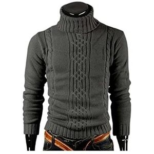 trui Mannelijke Slanke Turtleneck Sweater Lange Mouw Casual Trui for Winter Gebreide Comfortabele Sweater heren trui (Color : G, Size : M)