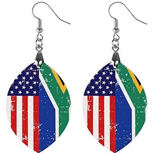 USA Zuid-Afrikaanse Vlag Mode Leuke Oorbellen Grappige Geschilderde Houten Sieraden Geschenken Voor Vrouwen Ster