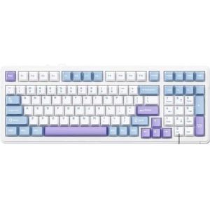QPSJXN F99 Mechanisch Gaming Toetsenbord 99 Draadloze Bluetooth Bedrade Swappable PBT RGB Compatibel met PC en Laptop (Paars Flexibele Axis)