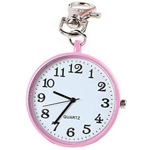 Yojack Gepersonaliseerd zakhorloge mode unisex ronde wijzerplaat quartz analoog verpleegster sleutelhanger zakhorloge gegraveerd horloge (kleur: roze)