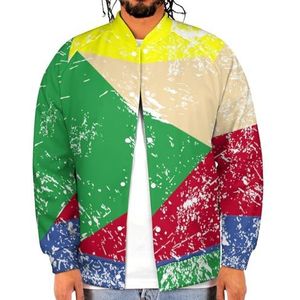Comoren Retro Vlag Grappige Mannen Baseball Jacket Gedrukt Jas Zachte Sweatshirt Voor Lente Herfst