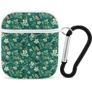 St Saint Patricks Dag Hoeden Leuke Case voor AirPods 2&1 Schokbestendige Beschermende Hoofdtelefoon Gevallen Cover Met Sleutelhanger voor Mannen Vrouwen