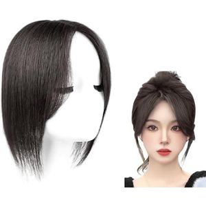 25cm Haar Toppers for Vrouwen 100% Echte Menselijke Haarstukken 9x11cm Kant Basis Haar Toupet Clip In Top Haarextensies for Dunner Wordend Haar, Haaruitval, Grijs Haar(Black)