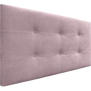 DHOME Hoofdbord voor bedden, gevoerd, 8 cm dik, gewatteerd hoofdeinde Acualine, stof en kunstleer, hoofdeinde voor tweepersoonsbed (roze stof, 90 cm (bedden 70/80/90))
