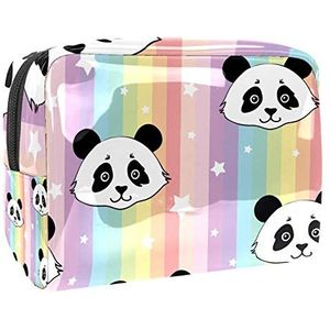 Draagbare make-up tas met rits reizen toilettas voor vrouwen handige opslag cosmetische zakje kleurrijke strepen Panda sterren patroon
