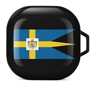 Koninklijke Zweedse vlag oordopjes hoesje compatibel met Samsung hard shell beschermhoes zwart-stijl