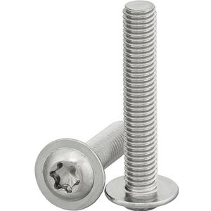 Kogelkopschroeven met flens en binnenzeskant/Torx (ISR, TX) volgens ISO 7380-2 25 stuks platte kopschroeven met roestvrijstalen flens A2 V2A volledige schroefdraad M6 x 25 mm