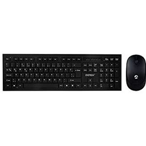 Everest KM-6121 Zwart Draadloos Q Slim Toetsenbord + Muis Set