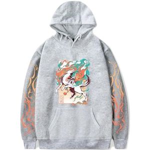 ENITEXOLUD Okami Merch Hoodies Mannen Vrouwen Mode Hooded Trainingspakken Trend Gaming Lange Mouw Truien XXS-4XL, Grijs, M