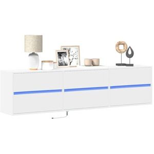 XGWKCNV Entertainment Centra & TV Stands, TV Wandkast met LED Wit 180x31x45 cm