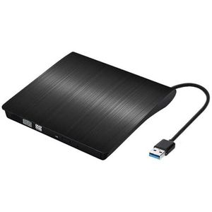 Externe Dvd-speler Snelle Gegevensoverdrachtrecorder USB 3.0 Slim Writer Drive Brander Reader Speler For Laptop PC Desktop IMacs Heldere Beeldkwaliteit Stabiele Audio(Black)
