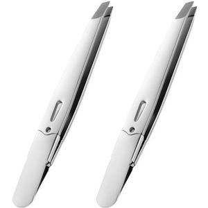 Wenkbrauwpincet, 2 stuks, gebogen, roestvrij staal, schoonheidsgereedschap, pincet voor het epileren van wenkbrauwen, spangereedschap