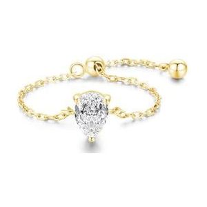 CoopO Ring van 925 sterling zilver, licht, luxueus, met ingelegde zirkonia, verstelbare kettingring voor dames, jubileumcadeau voor jou, Drop-shaped, Agaat