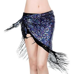 ROYAL SMEELA Dames Buik dans Hippe sjaal Kwast Pauw Hippe sjaals Driehoek wikkelrok Buikdansen kostuum Kleding Pailletten Buikdans outfit Heupen sjaals