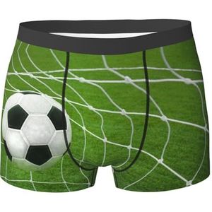 ZJYAGZX Voetbal Print Heren Zachte Boxer Slips Shorts Viscose Trunk Pack Vochtafvoerende Heren Ondergoed, Zwart, XL