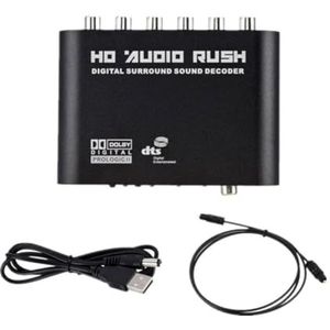 Evenden Digitale naar analoge 5.1 audio decoder versterker + glasvezelkabel SPDIF coaxiaal naar AC3 optische analoge converter voor tv, eenvoudig te bedienen