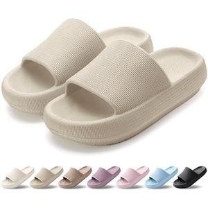 HEOAARG Pantoffels voor dames en heren, lichte pantoffels, zwembadschoenen, slider, wolken, pantoffels, strandschoenen, douche, strand, tuin, Kaki, 35/36 EU