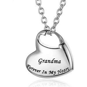 SASHUN XLIAN326 Custom Forever In My Heart Gesneden Medel Roestvrij Staal Crematie Urn Ketting Voor Ashes Urn Sieraden Memorial Hanger Voor Moeder & Papa Pet Memorial (Metalen kleur: Oma)